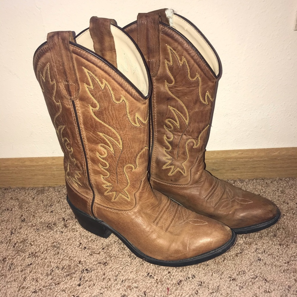 Old West Genuine Leather Cowboy Boots